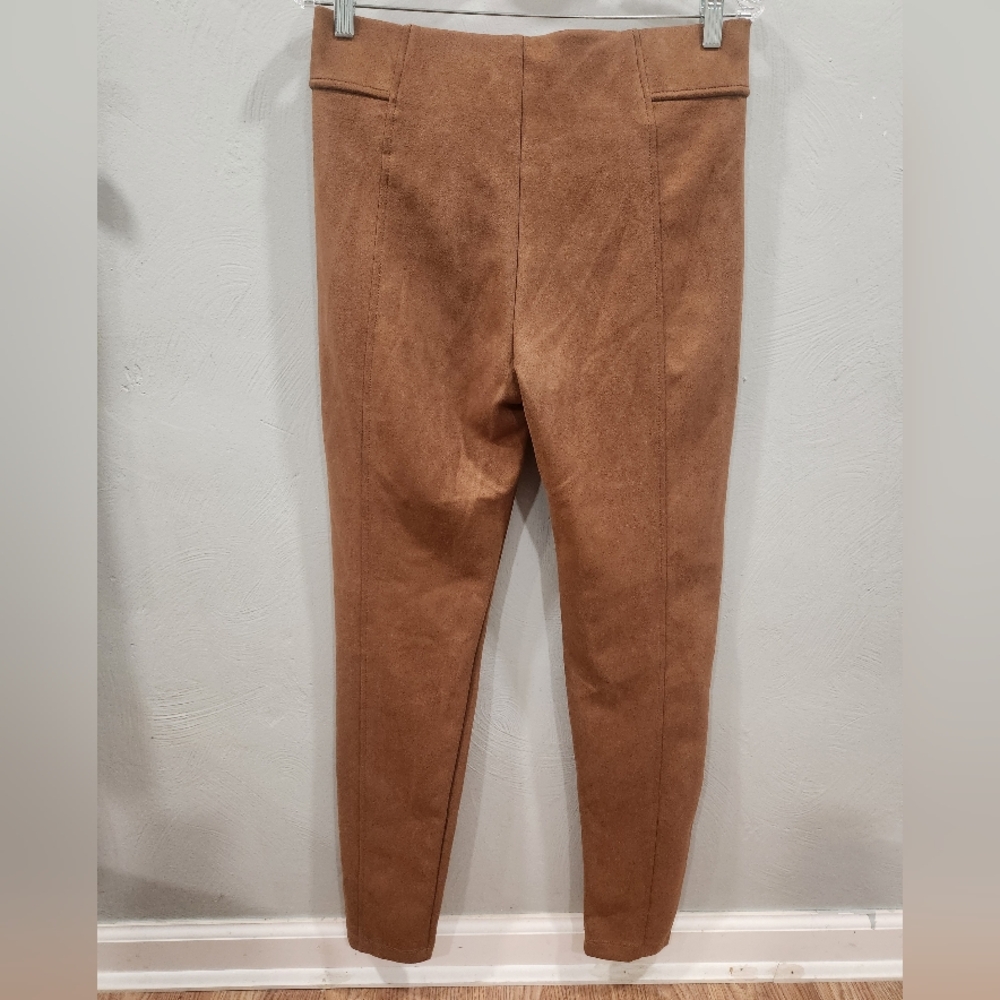 STOOSH~ Suede like brown straight leg pull on pants, Sz L